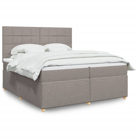 Box spring bed with mattress taupe 200x200 cm fabric
