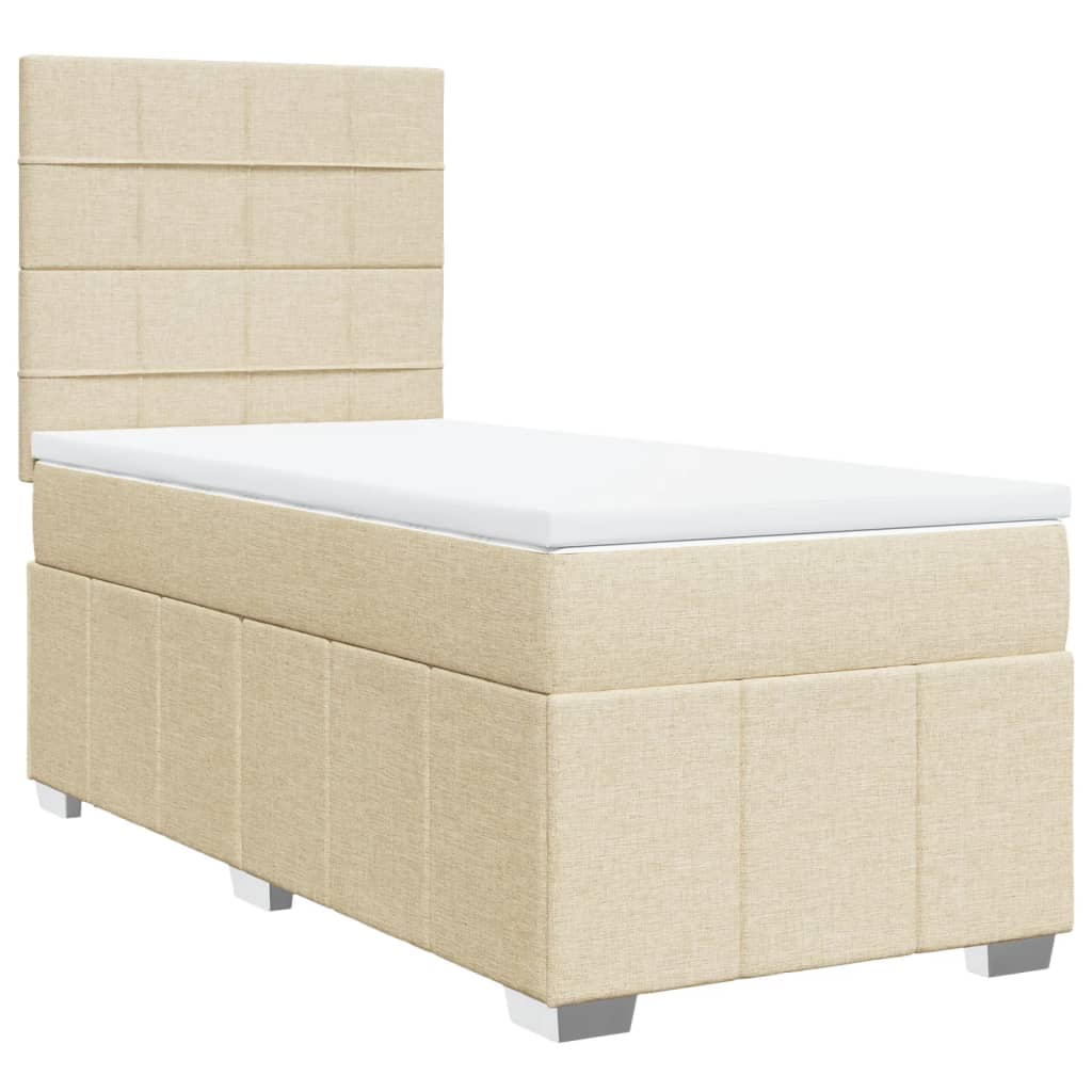 Boxspringbett mit Matratze Creme 80x200 cm Stoff