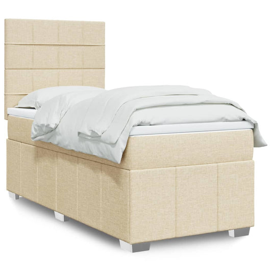 Boxspringbett mit Matratze Creme 90x190 cm Stoff