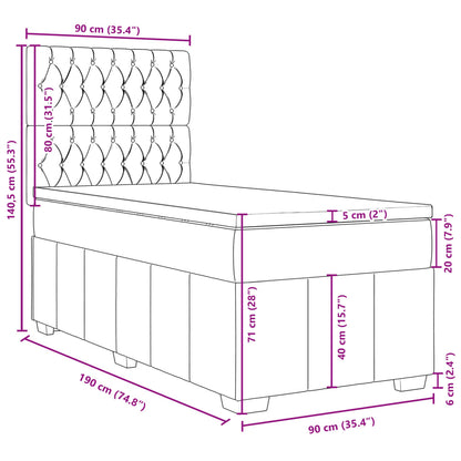 Boxspringbett mit Matratze Dunkelgrau 90x190 cm Stoff