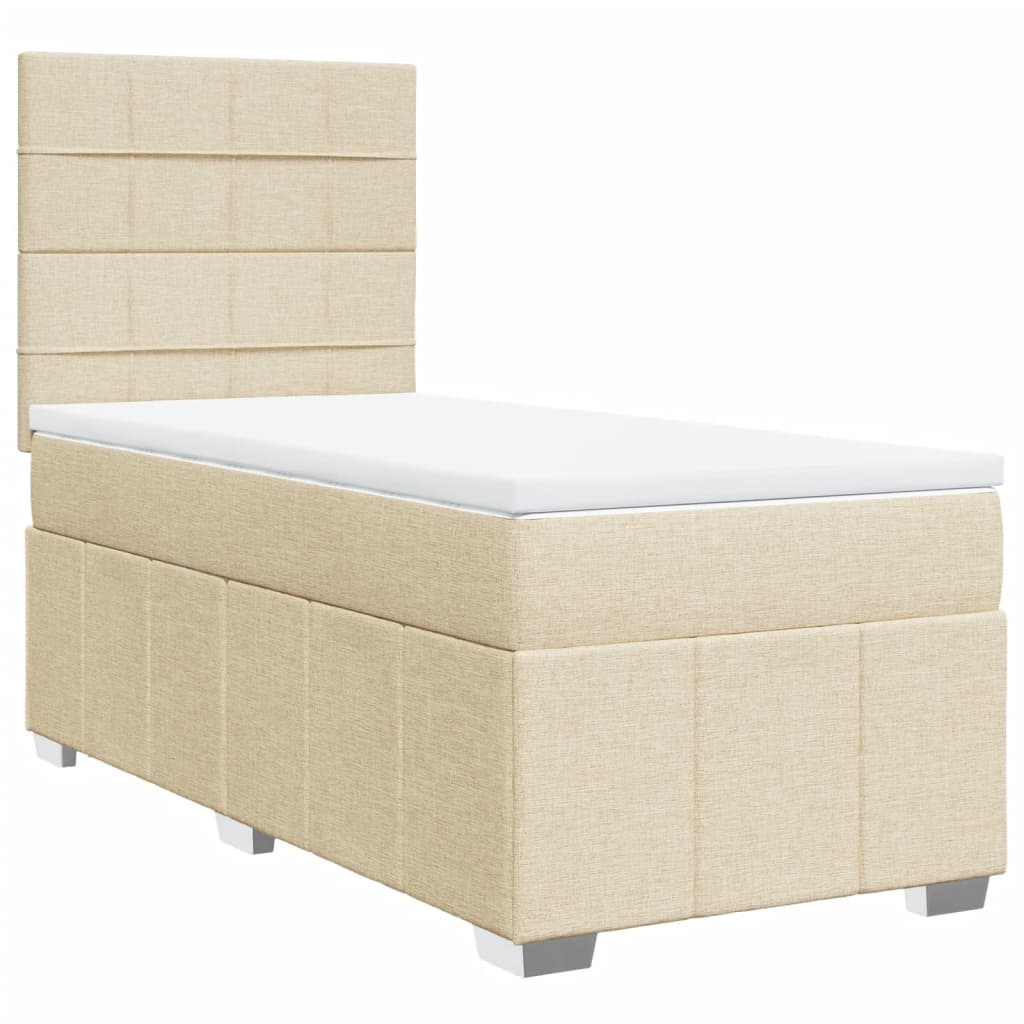 Boxspringbett mit Matratze Creme 90x200 cm Stoff