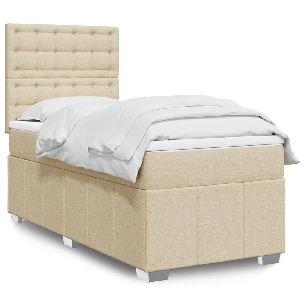 Boxspringbett mit Matratze Creme 90x200 cm Stoff