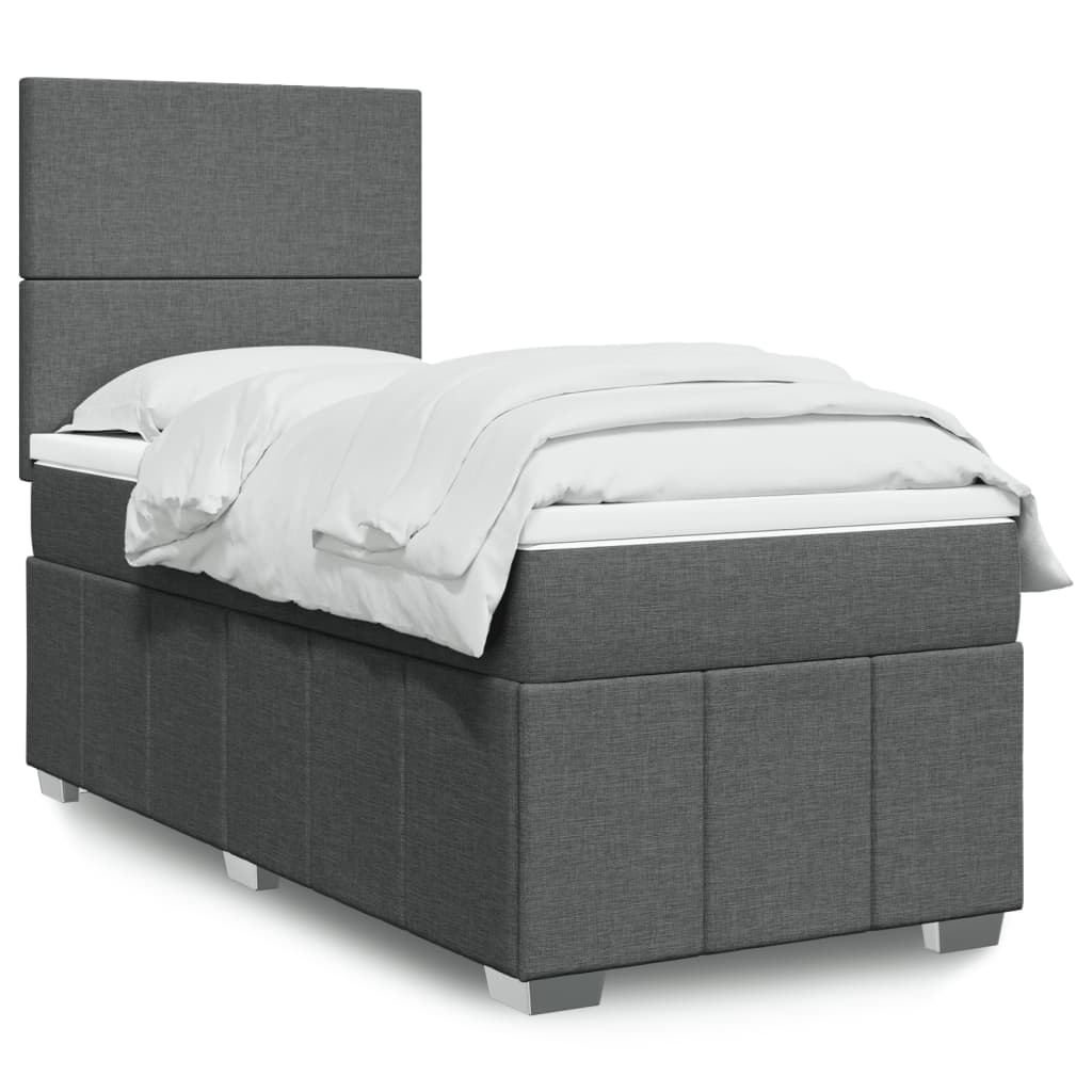 Boxspringbett mit Matratze Dunkelgrau 100x200 cm Stoff