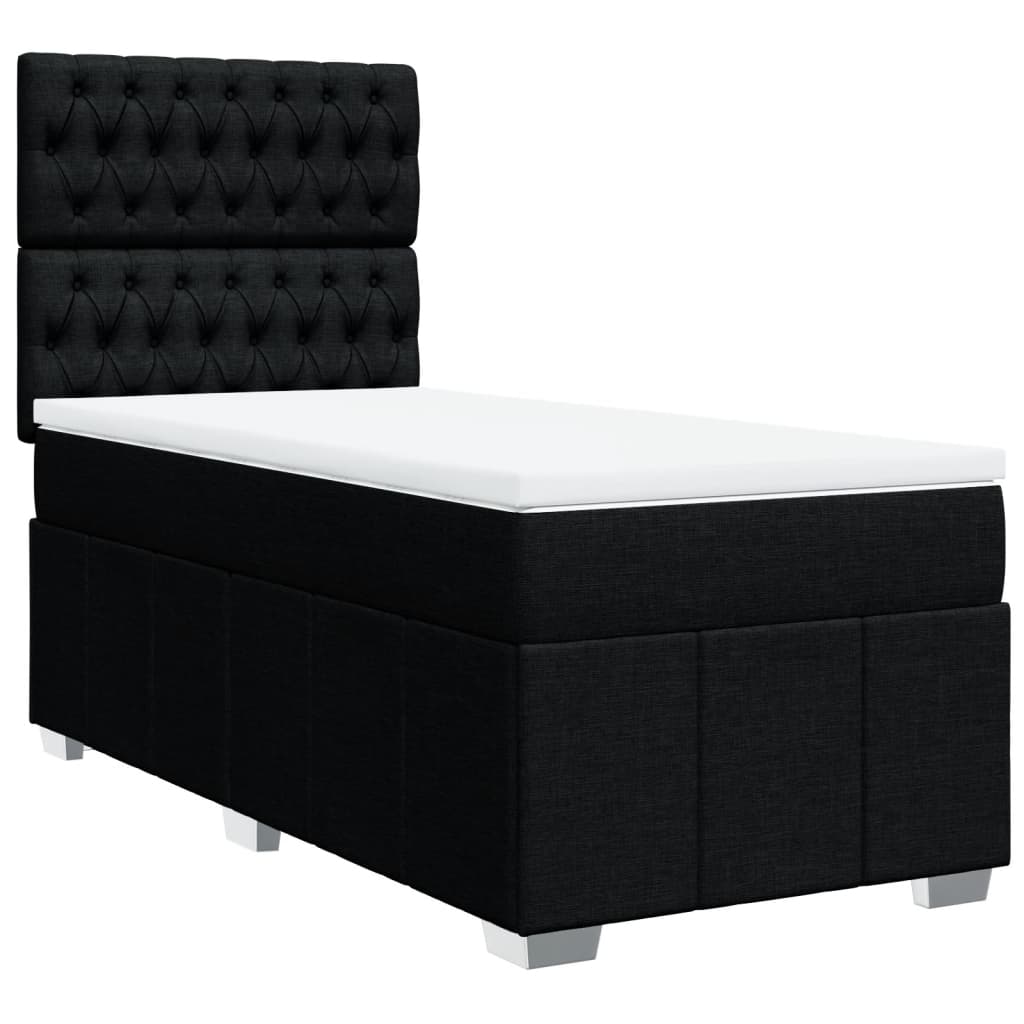 Boxspringbett mit Matratze Schwarz 100x200 cm Stoff
