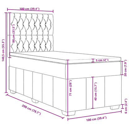 Boxspringbett mit Matratze Schwarz 100x200 cm Stoff