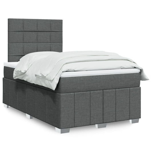 Lit à sommier tapissier avec matelas en tissu gris foncé 120x190 cm