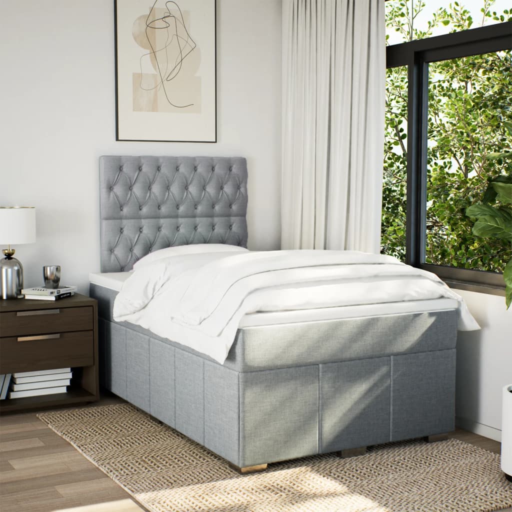 Boxspringbett mit Matratze Hellgrau 120x190 cm Stoff