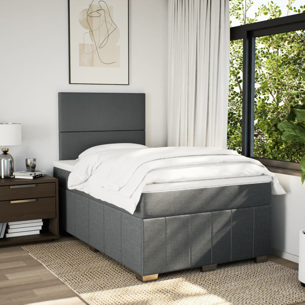 Boxspringbett mit Matratze Dunkelgrau 120x200 cm Stoff