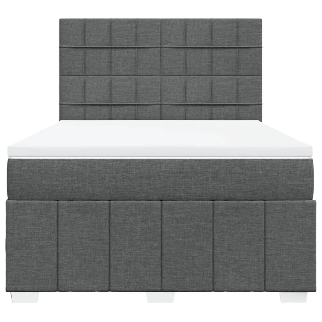 Boxspringbett mit Matratze Dunkelgrau 140x190 cm Stoff