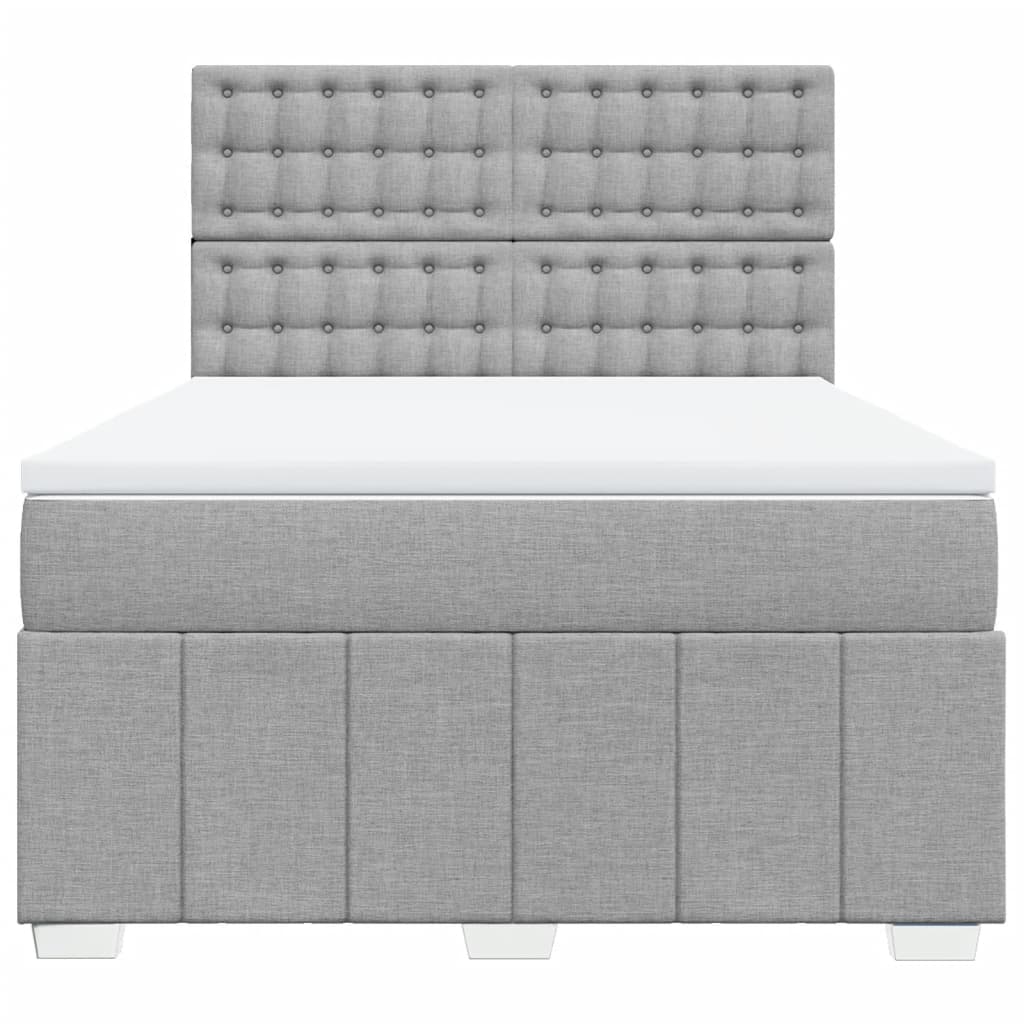 Boxspringbett mit Matratze Hellgrau 140x190 cm Stoff