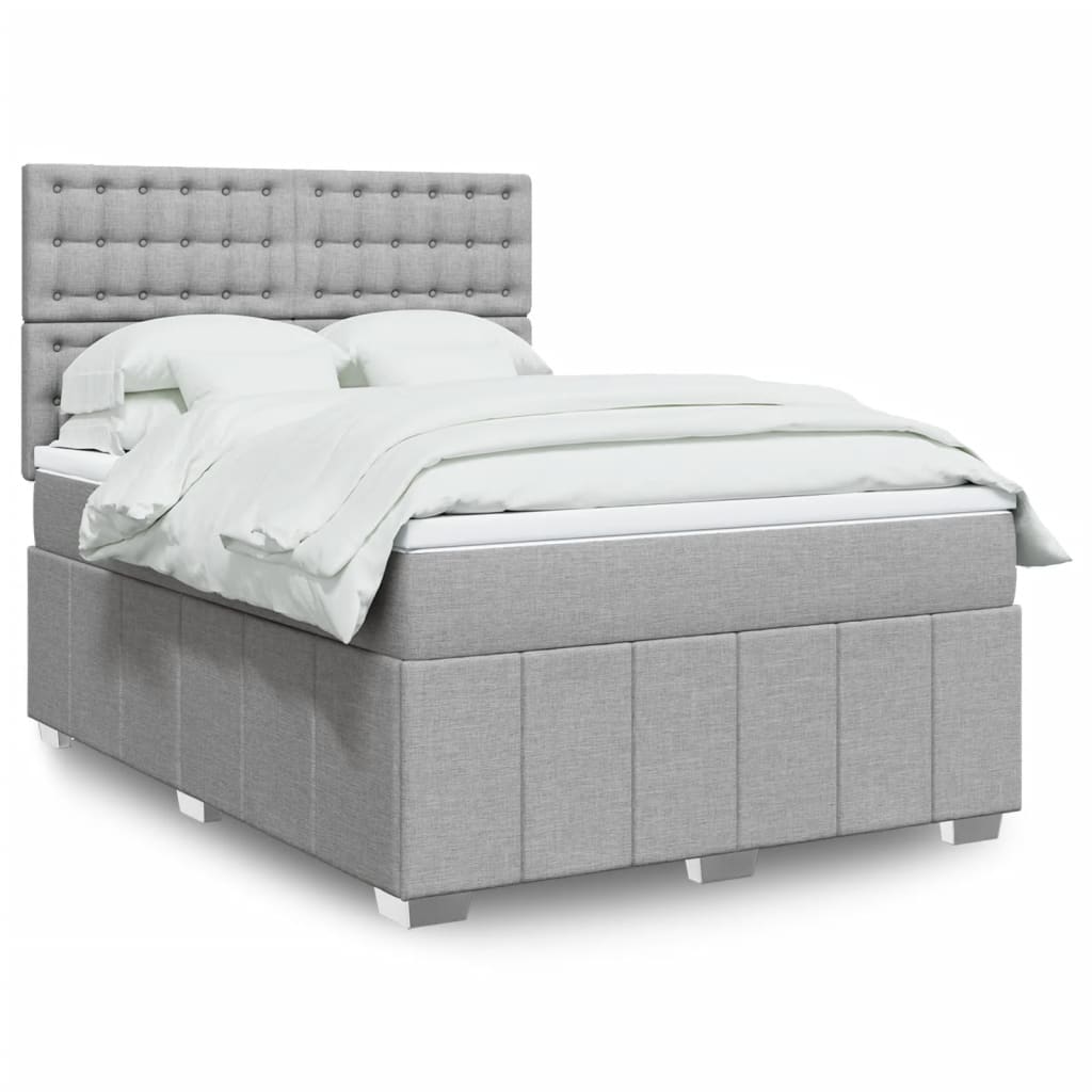 Boxspringbett mit Matratze Hellgrau 140x190 cm Stoff