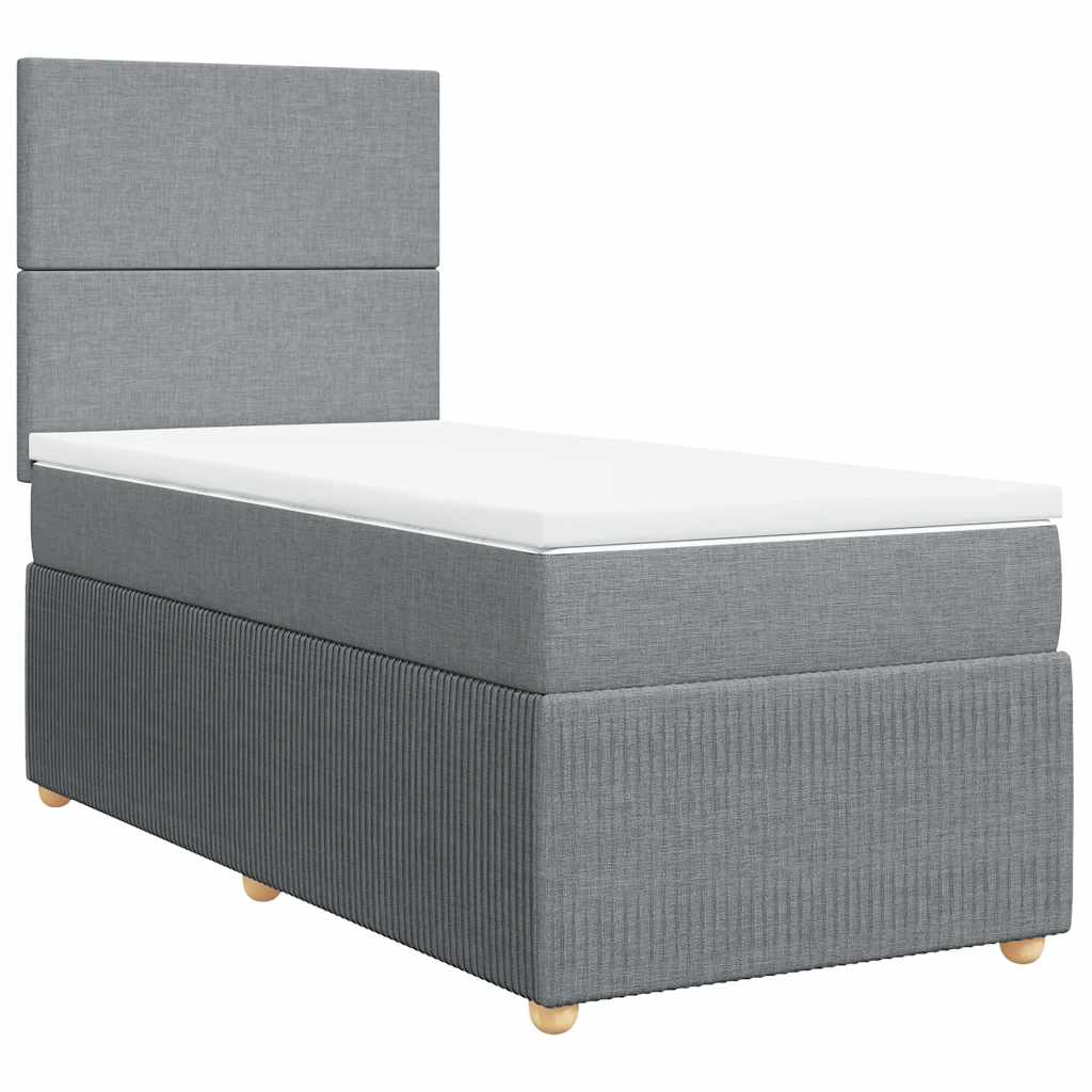 Boxspringbett mit Matratze Hellgrau 80x200 cm Stoff