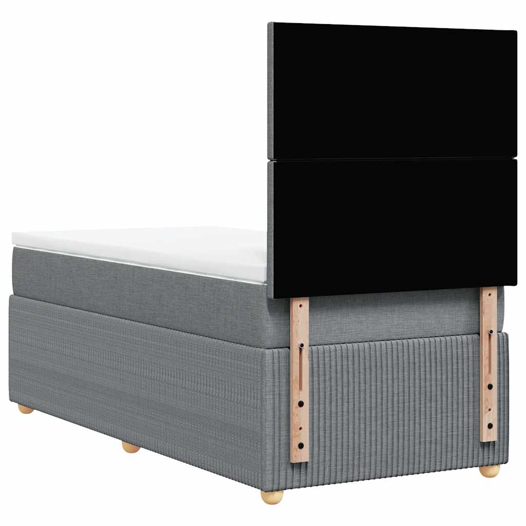 Boxspringbett mit Matratze Hellgrau 80x200 cm Stoff