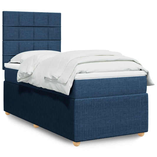 Boxspringbett mit Matratze Blau 80x200 cm Stoff