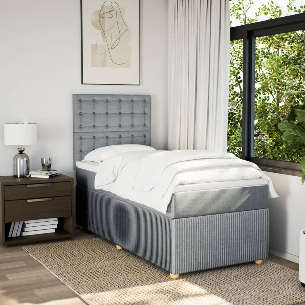 Boxspringbett mit Matratze Hellgrau 80x200 cm Stoff