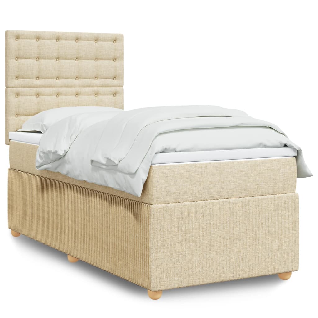 Boxspringbett mit Matratze Creme 80x200 cm Stoff