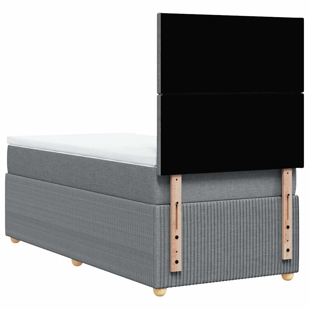 Boxspringbett mit Matratze Hellgrau 90x190 cm Stoff