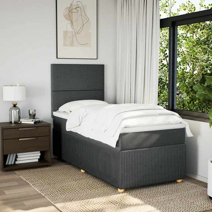 Boxspringbett mit Matratze Dunkelgrau 90x190 cm Stoff