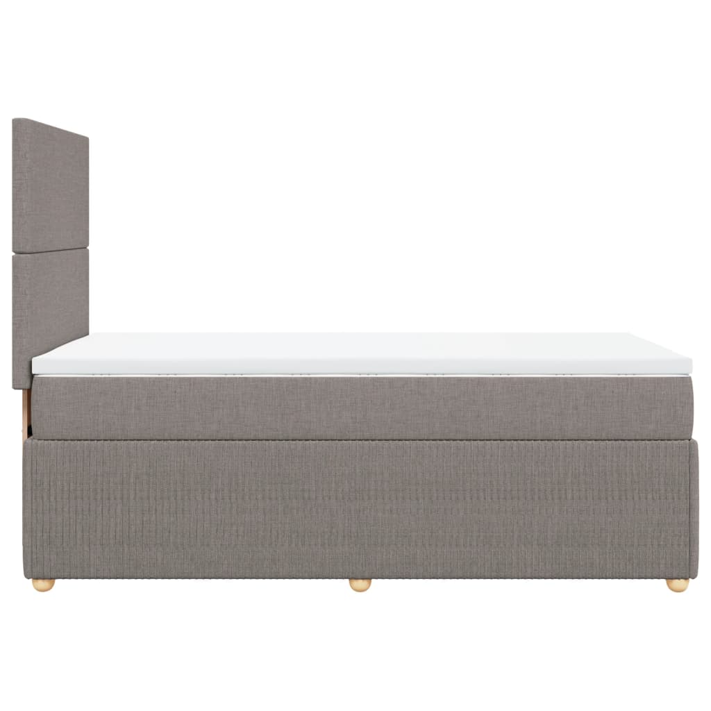 Lit sommier tapissier avec matelas tissu taupe 90x190 cm