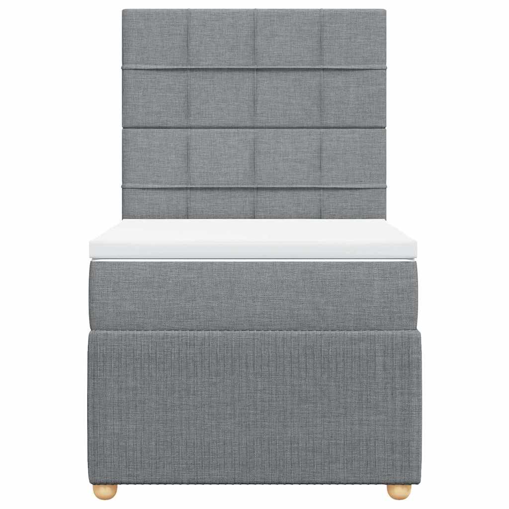 Boxspringbett mit Matratze Hellgrau 90x190 cm Stoff