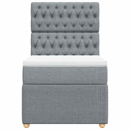 Boxspringbett mit Matratze Hellgrau 90x190 cm Stoff