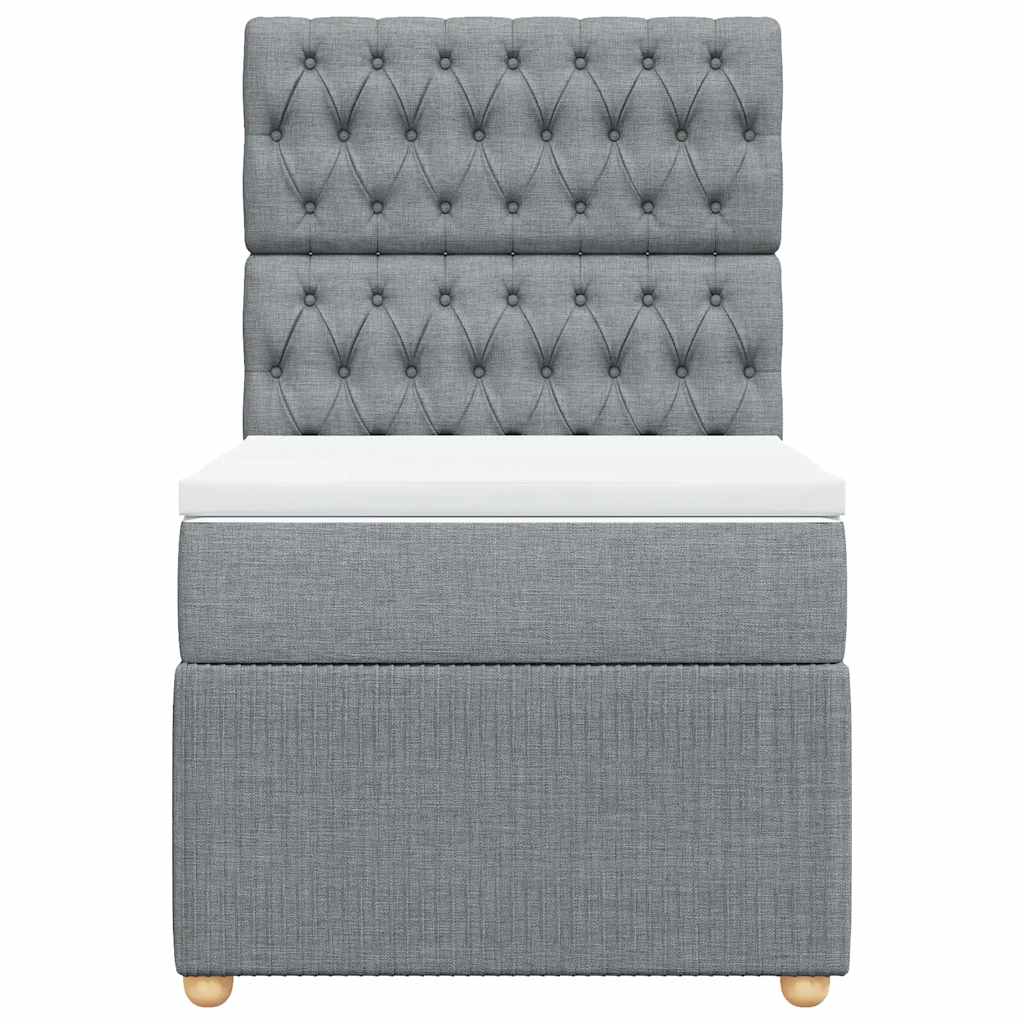 Boxspringbett mit Matratze Hellgrau 90x190 cm Stoff