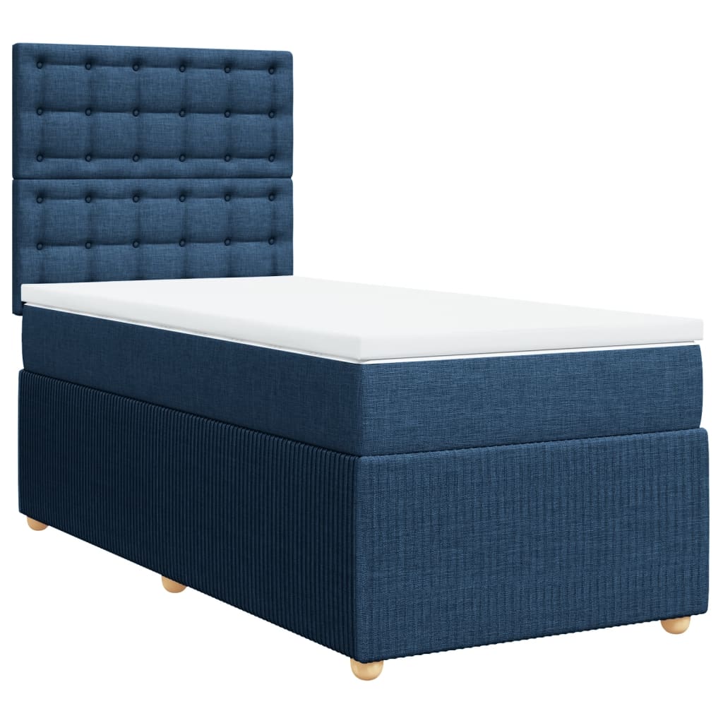 Boxspringbett mit Matratze Blau 90x190 cm Stoff