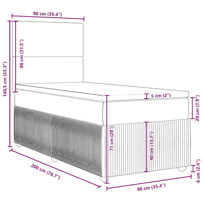 Boxspringbett mit Matratze Hellgrau 90x200 cm Stoff