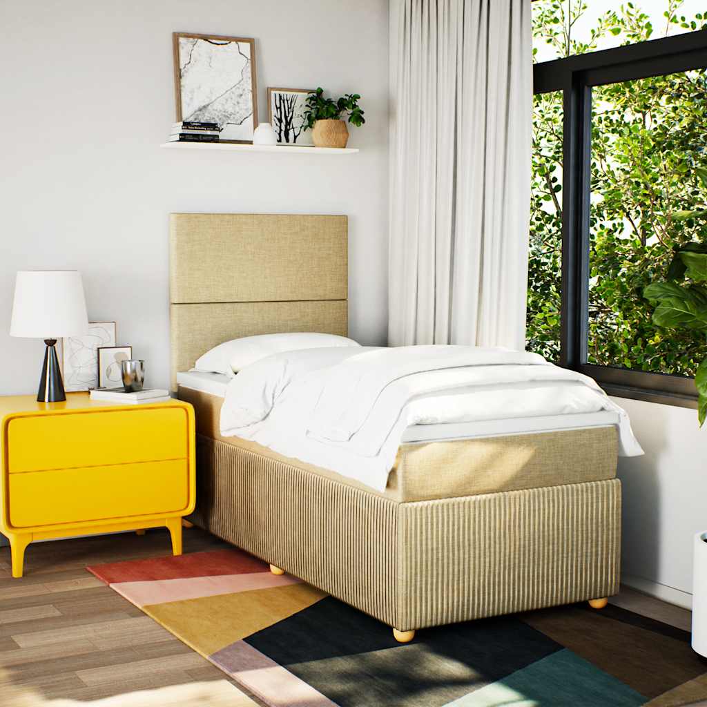 Boxspringbett mit Matratze Creme 90x200 cm Stoff