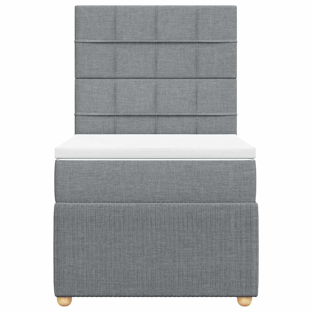 Boxspringbett mit Matratze Hellgrau 90x200 cm Stoff