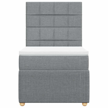 Boxspringbett mit Matratze Hellgrau 90x200 cm Stoff