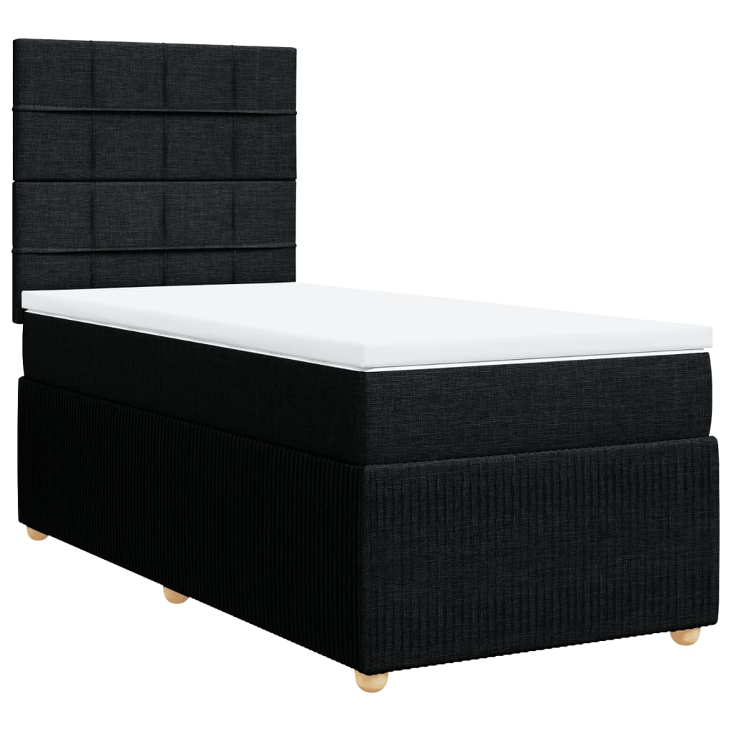 Boxspringbett mit Matratze Schwarz 90x200 cm Stoff