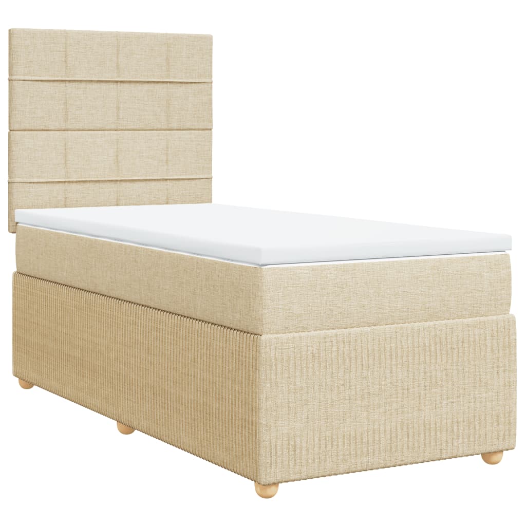 Boxspringbett mit Matratze Creme 90x200 cm Stoff