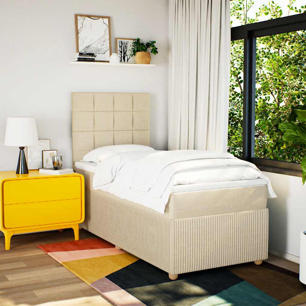 Boxspringbett mit Matratze Creme 90x200 cm Stoff