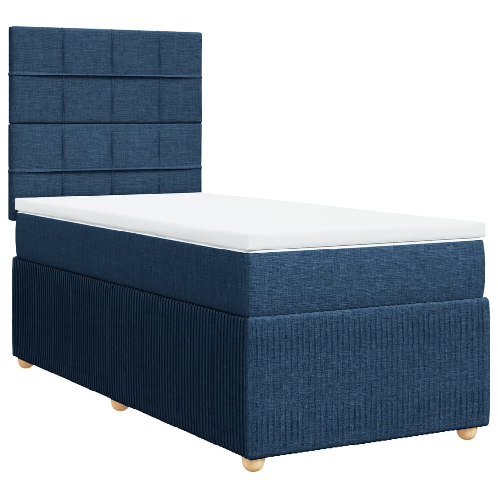 Boxspringbett mit Matratze Blau 90x200 cm Stoff