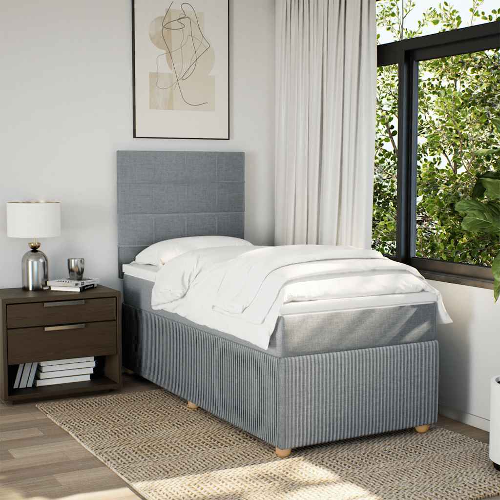 Boxspringbett mit Matratze Hellgrau 100x200 cm Stoff