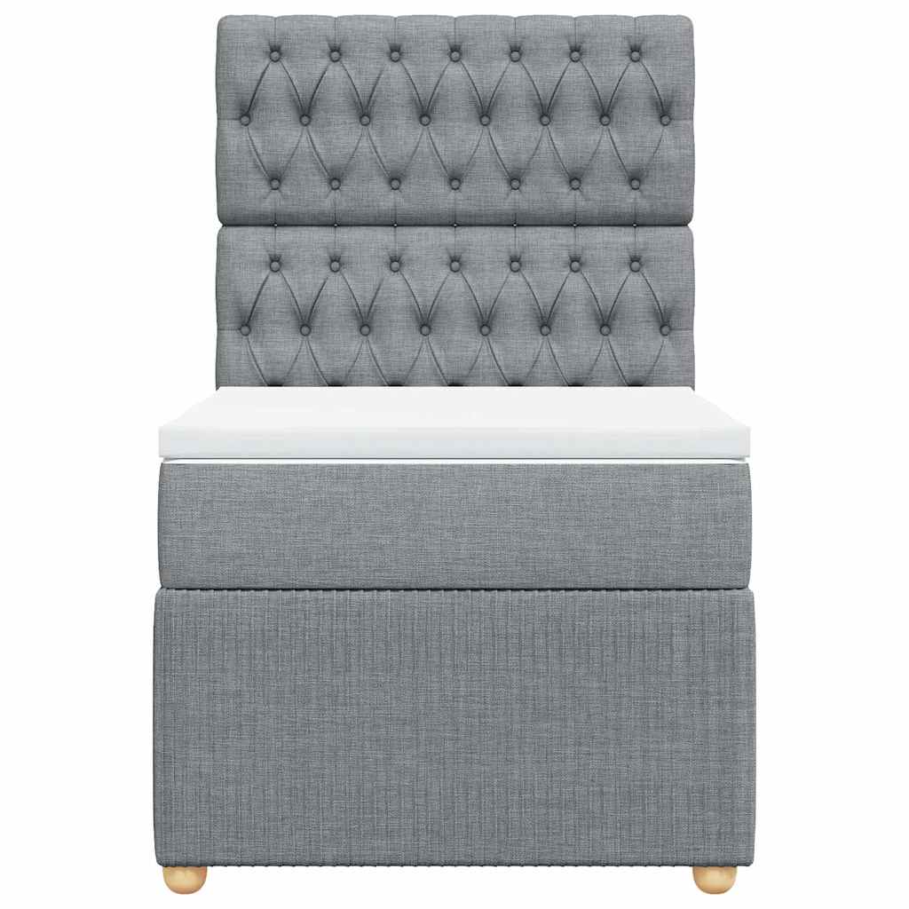 Boxspringbett mit Matratze Hellgrau 100x200 cm Stoff