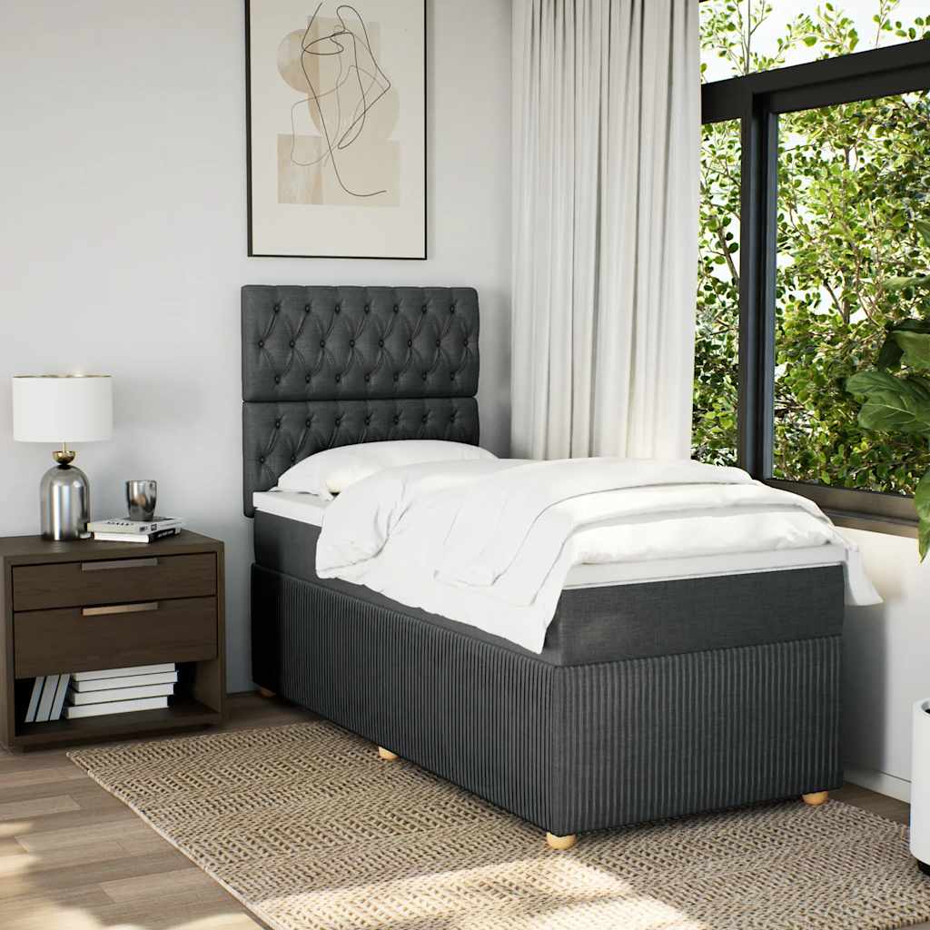 Boxspringbett mit Matratze Dunkelgrau 100x200 cm Stoff