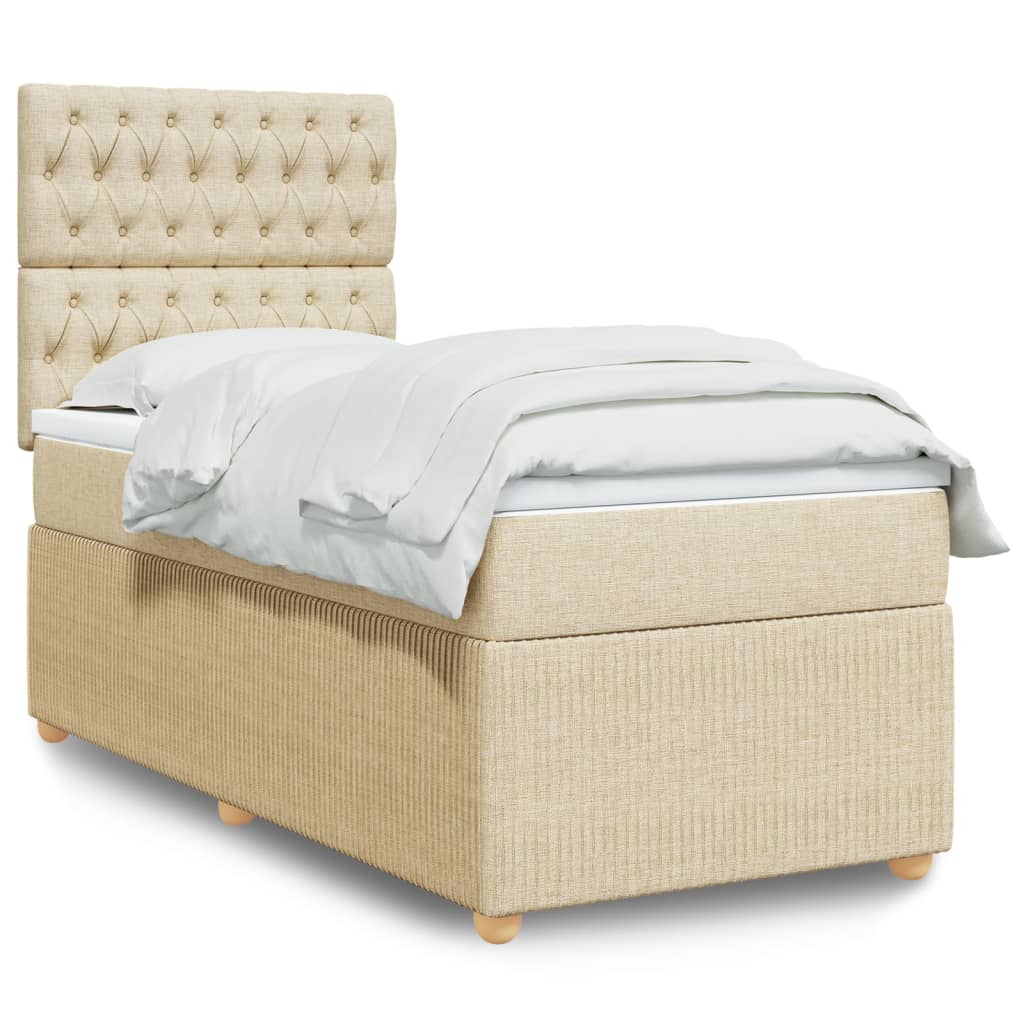 Boxspringbett mit Matratze Creme 100x200 cm Stoff