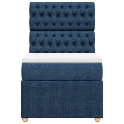 Boxspringbett mit Matratze Blau 100x200 cm Stoff