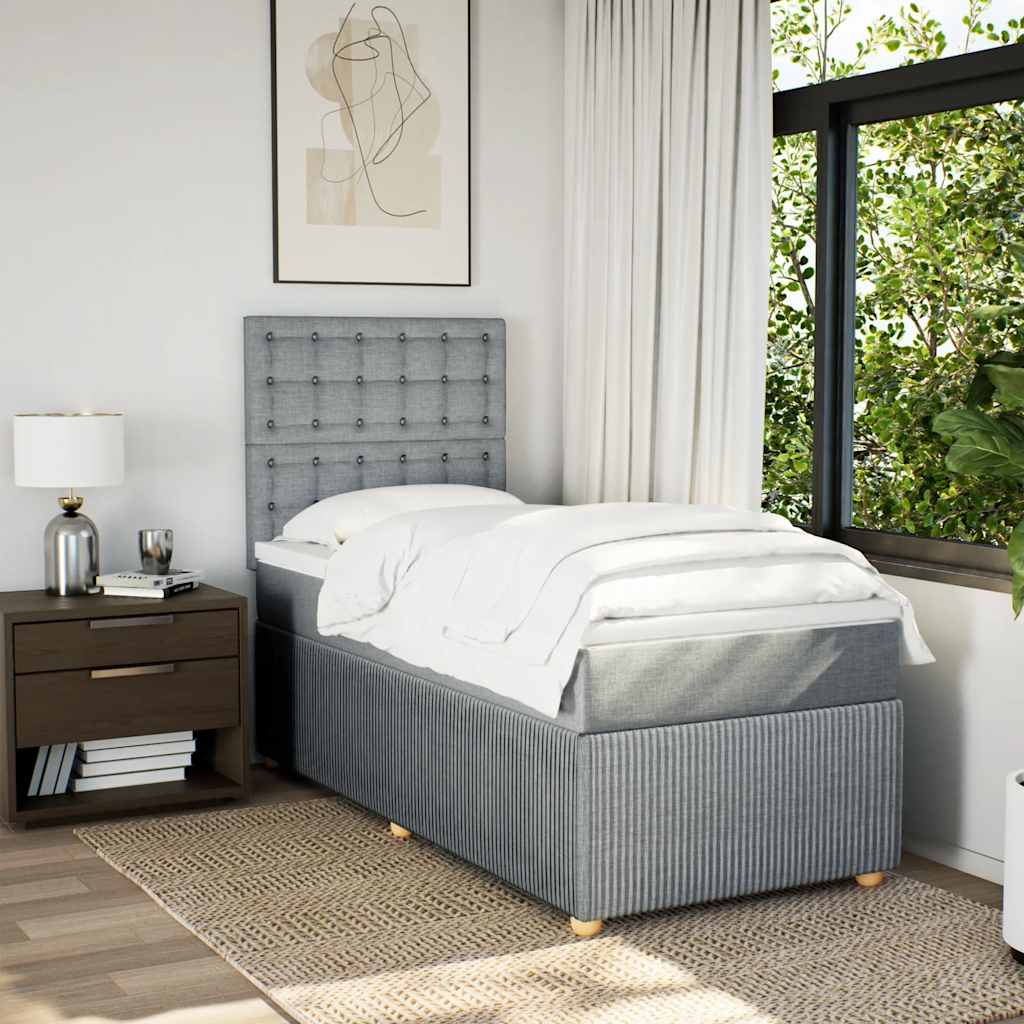 Boxspringbett mit Matratze Hellgrau 100x200 cm Stoff