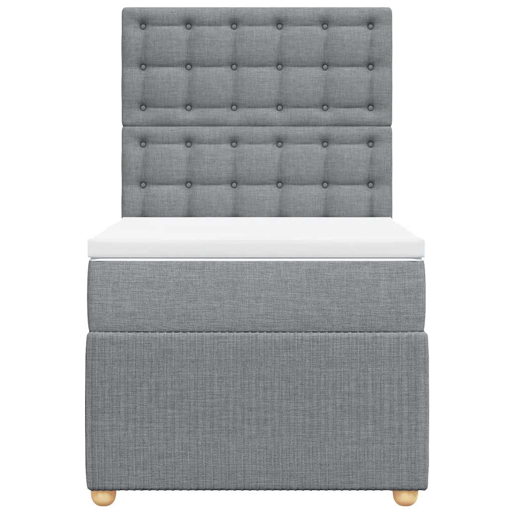 Boxspringbett mit Matratze Hellgrau 100x200 cm Stoff
