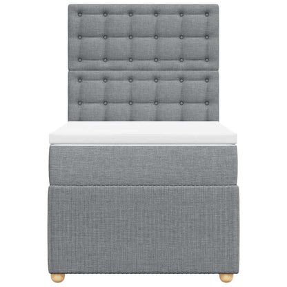 Boxspringbett mit Matratze Hellgrau 100x200 cm Stoff