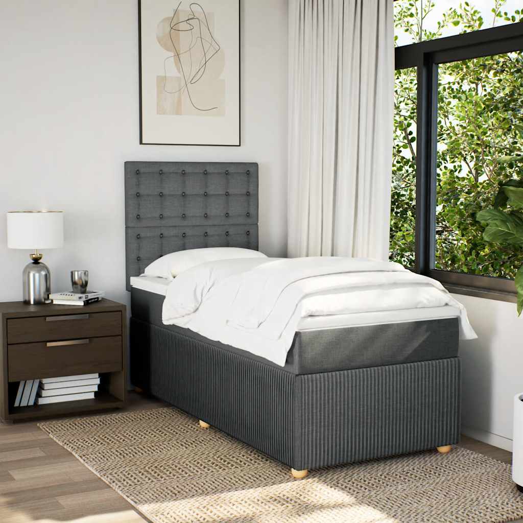 Boxspringbett mit Matratze Dunkelgrau 100x200 cm Stoff
