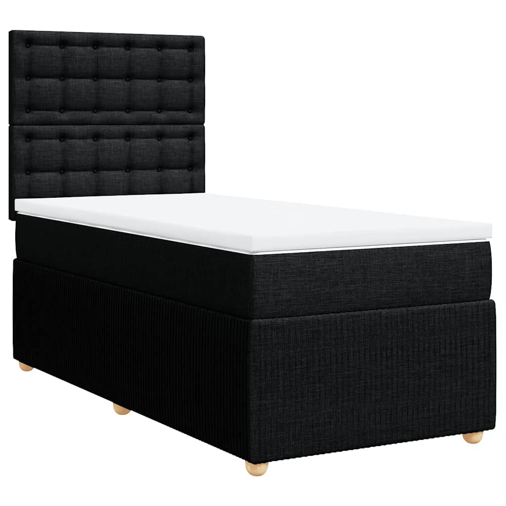 Boxspringbett mit Matratze Schwarz 100x200 cm Stoff