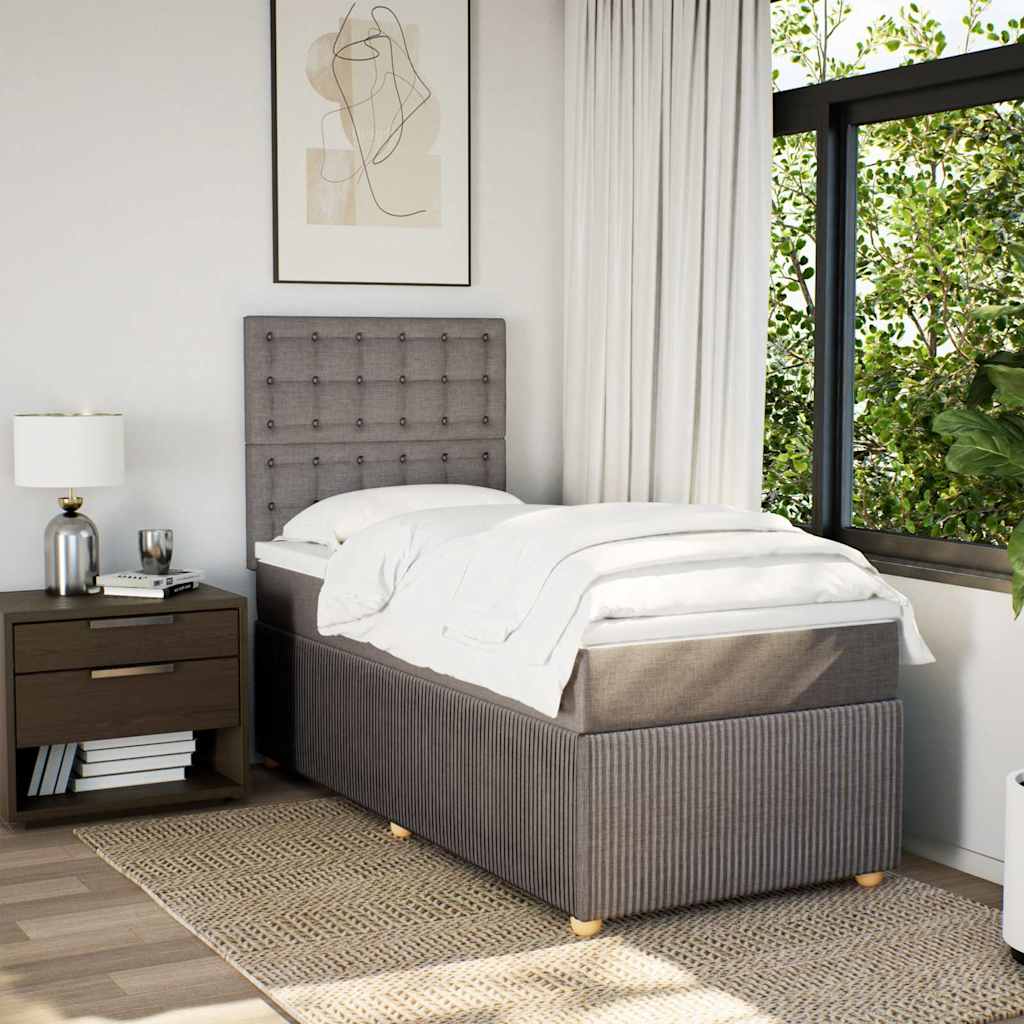 Boxspringbett mit Matratze Taupe 100x200 cm Stoff