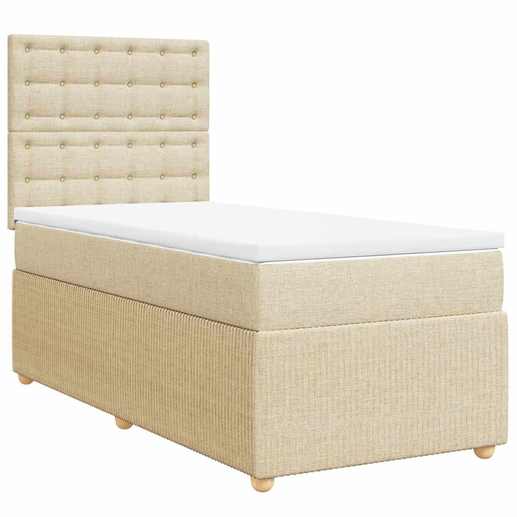 Boxspringbett mit Matratze Creme 100x200 cm Stoff