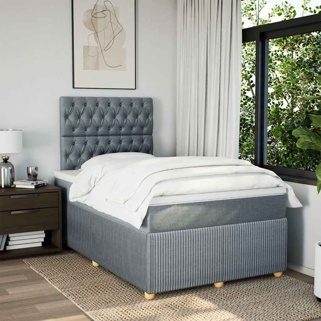 Boxspringbett mit Matratze Hellgrau 120x190 cm Stoff