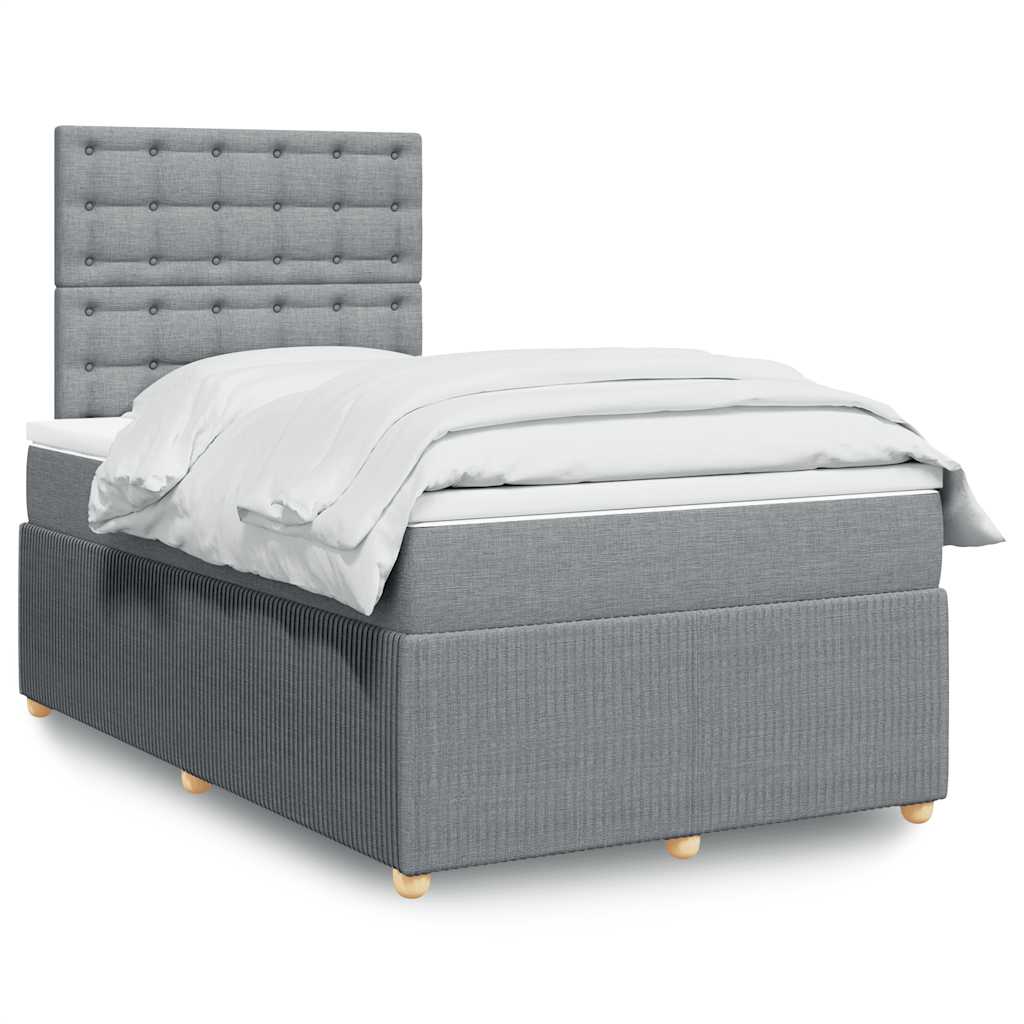 Boxspringbett mit Matratze Hellgrau 120x190 cm Stoff
