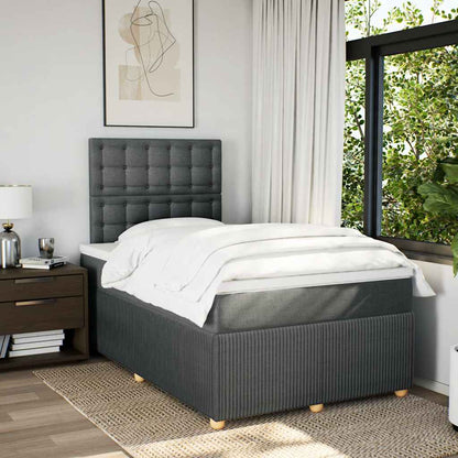 Boxspringbett mit Matratze Dunkelgrau 120x190 cm Stoff